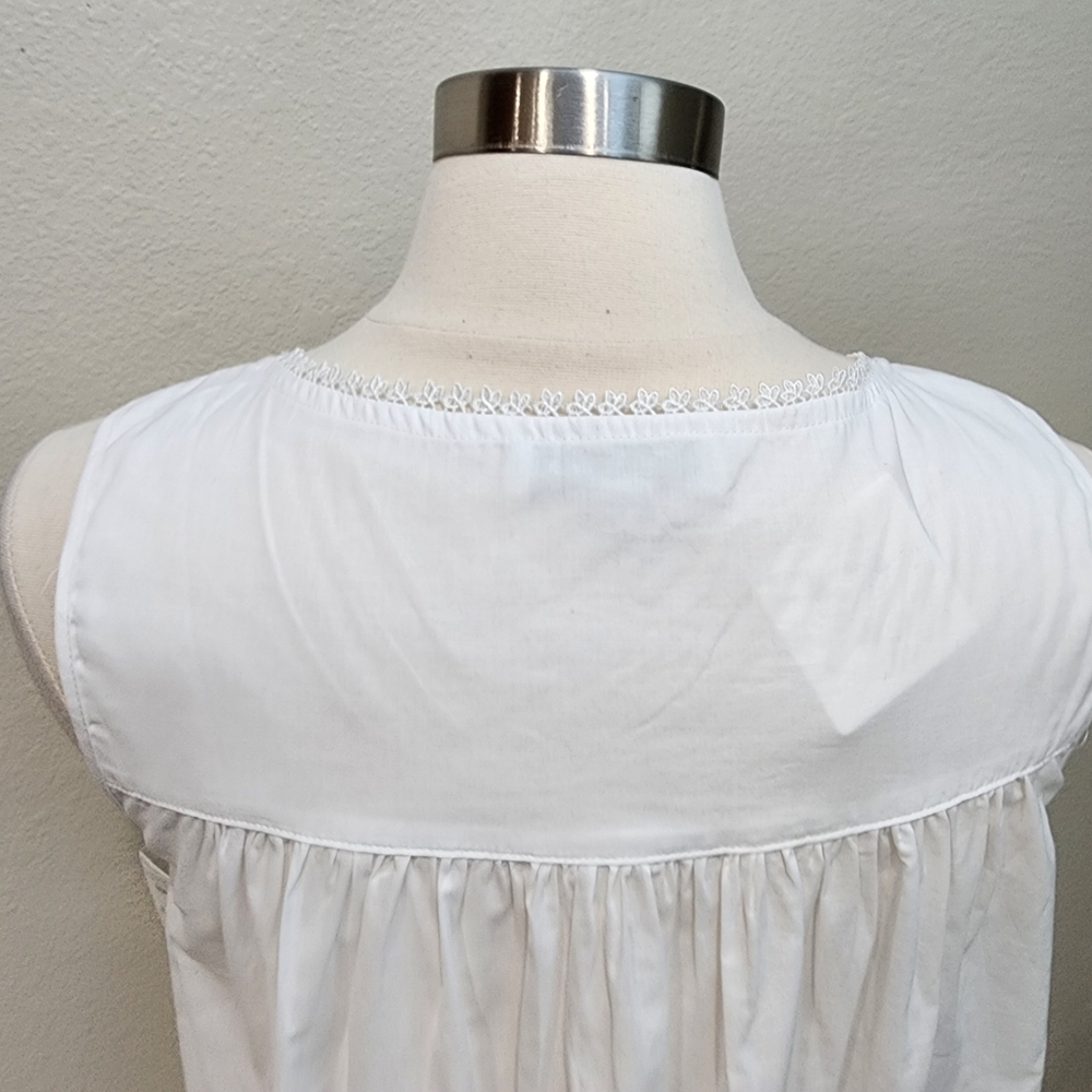 Eileen West Cotton Daisy Lace-Trim Nightgown Pin Tuck Mother of Pearl Buttons - Picture 10 of 11